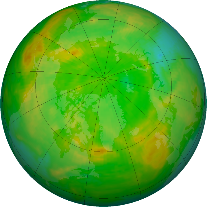 Arctic ozone map for 19 June 1990